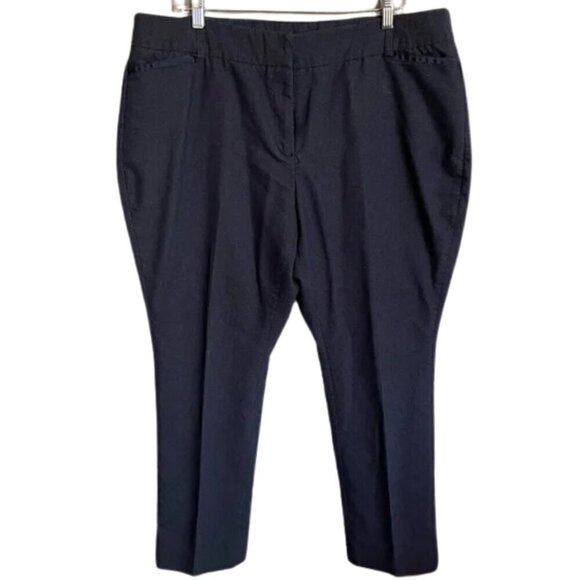 Amanda and Chelsea Curvy Classic Navy Patterned Trousers Size 18 - Picture 1 of 8